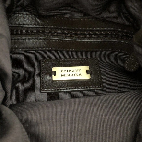 BADGLEY MISCHKA Brown Leather GOLD CHAIN HOBO SHOULDER HANDBAG - Picture 5 of 8